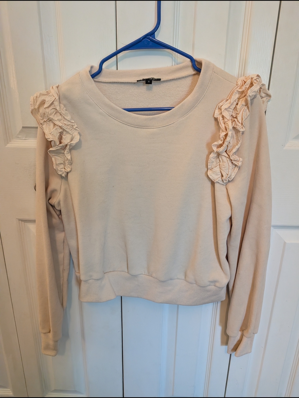 Papermoon Ruffle Shoulder Sweatshirt in Cream